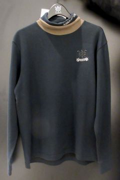 【26AW】 SOFT BULKY LAYERED HIGH NECK SHIRTS / レイヤード風 ロングスリーブ モックネックTシャツ (ブラック) (10月中旬入荷予定）