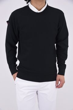MEN'S WR CREWNECK KNIT / バックロゴ 超撥水糸 クルーネックニット (ブラック)