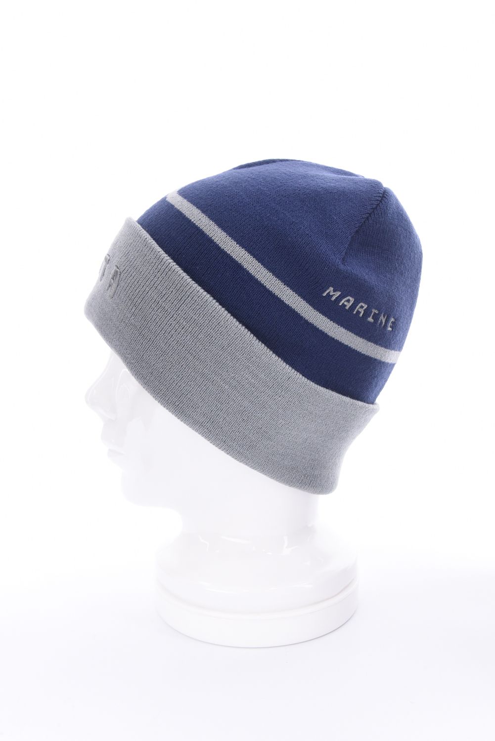 【25AW】 JACQUARD LOGO KNIT CAP / ジャカードWAVEライン ブランドロゴ ニットキャップ (ネイビー)