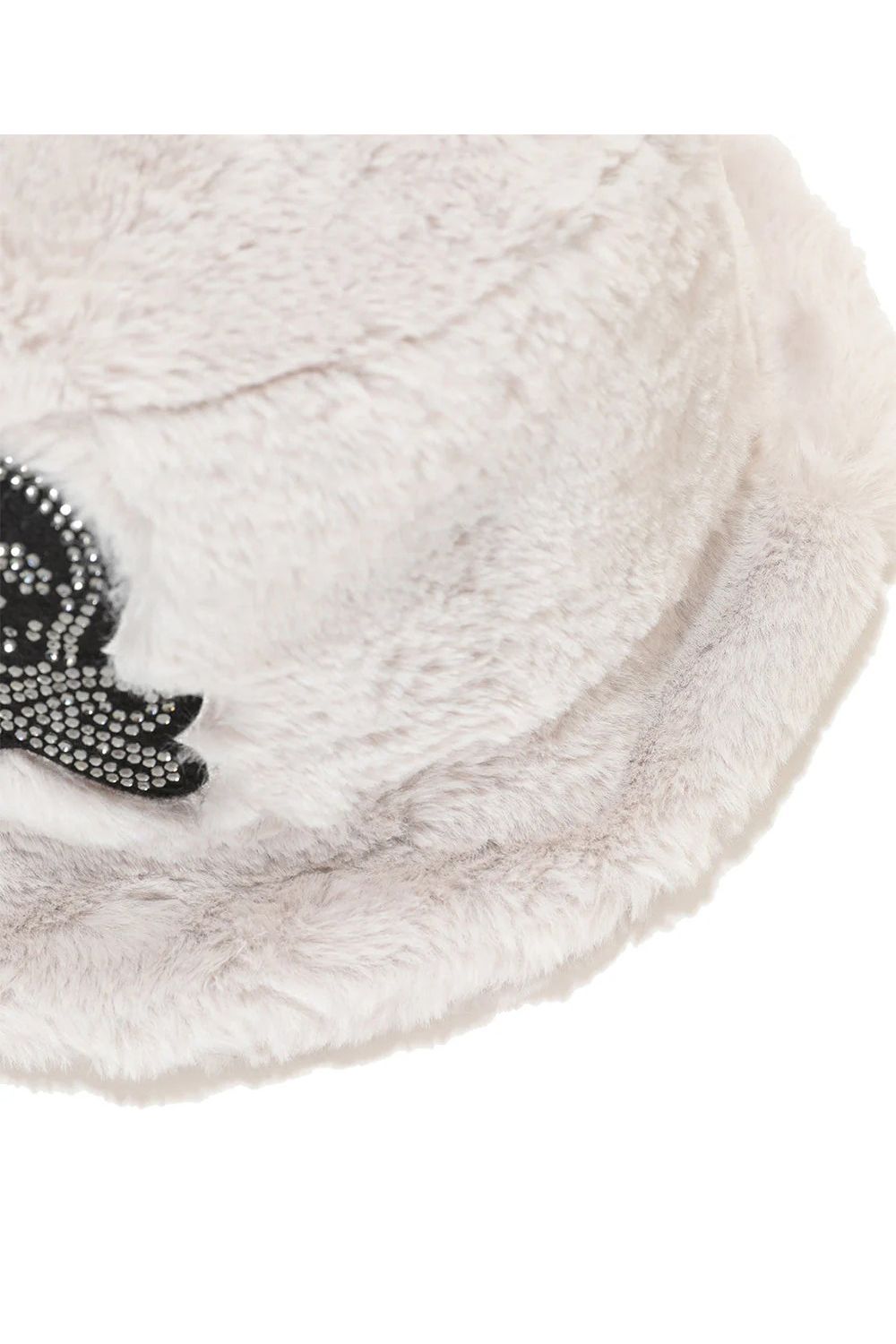 SPECTRA FAUX FUR BUCKET HAT / エコファー ラインストーン スカルワッペン バケットハット (ホワイト)