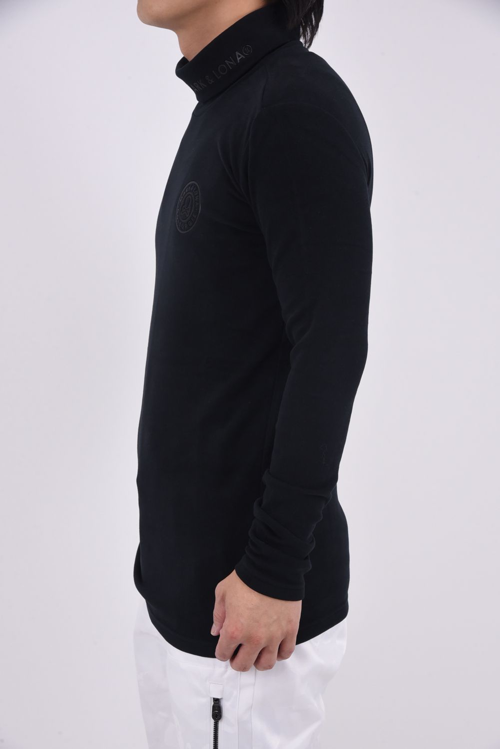 【2025AW】 IC●N MOCK NECK LAYER / フリース素材 サークルスカル ロングスリーブ モックネックTシャツ (ブラック)