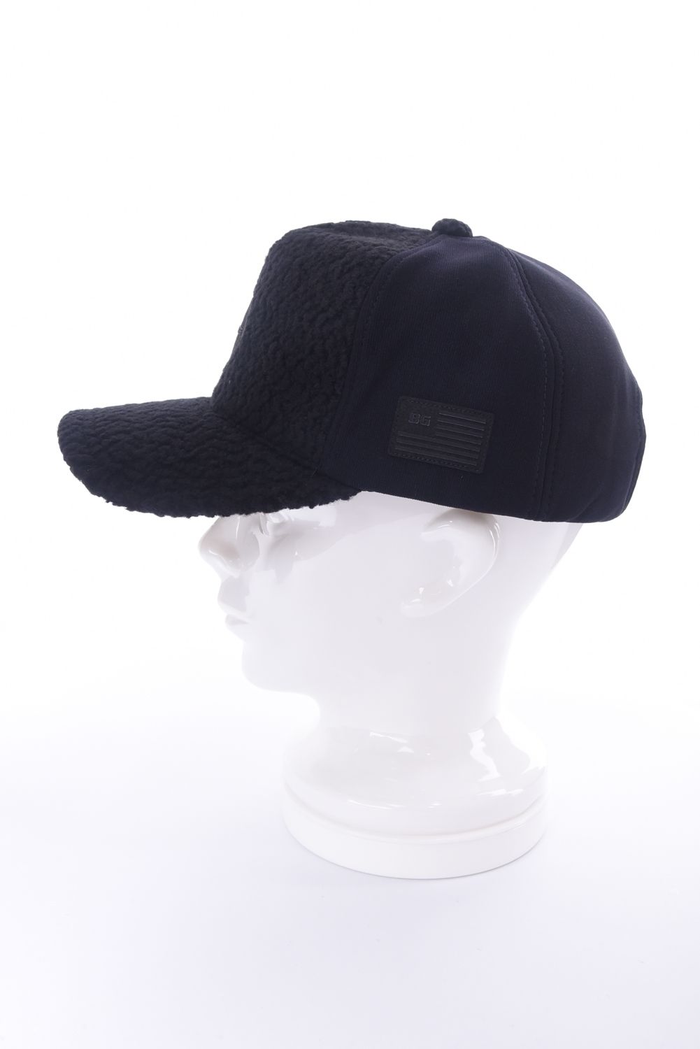 MEN’S WOOL BOA CAP / ウール混 ダイヤモンドロゴ ボアキャップ (ブラック)