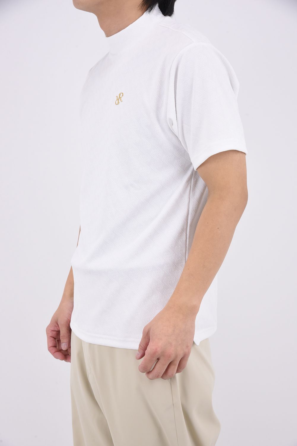 【26SS】 MENS GM JACQUARD MOCK NECK / ジャガード モックネックTシャツ (ホワイト）*