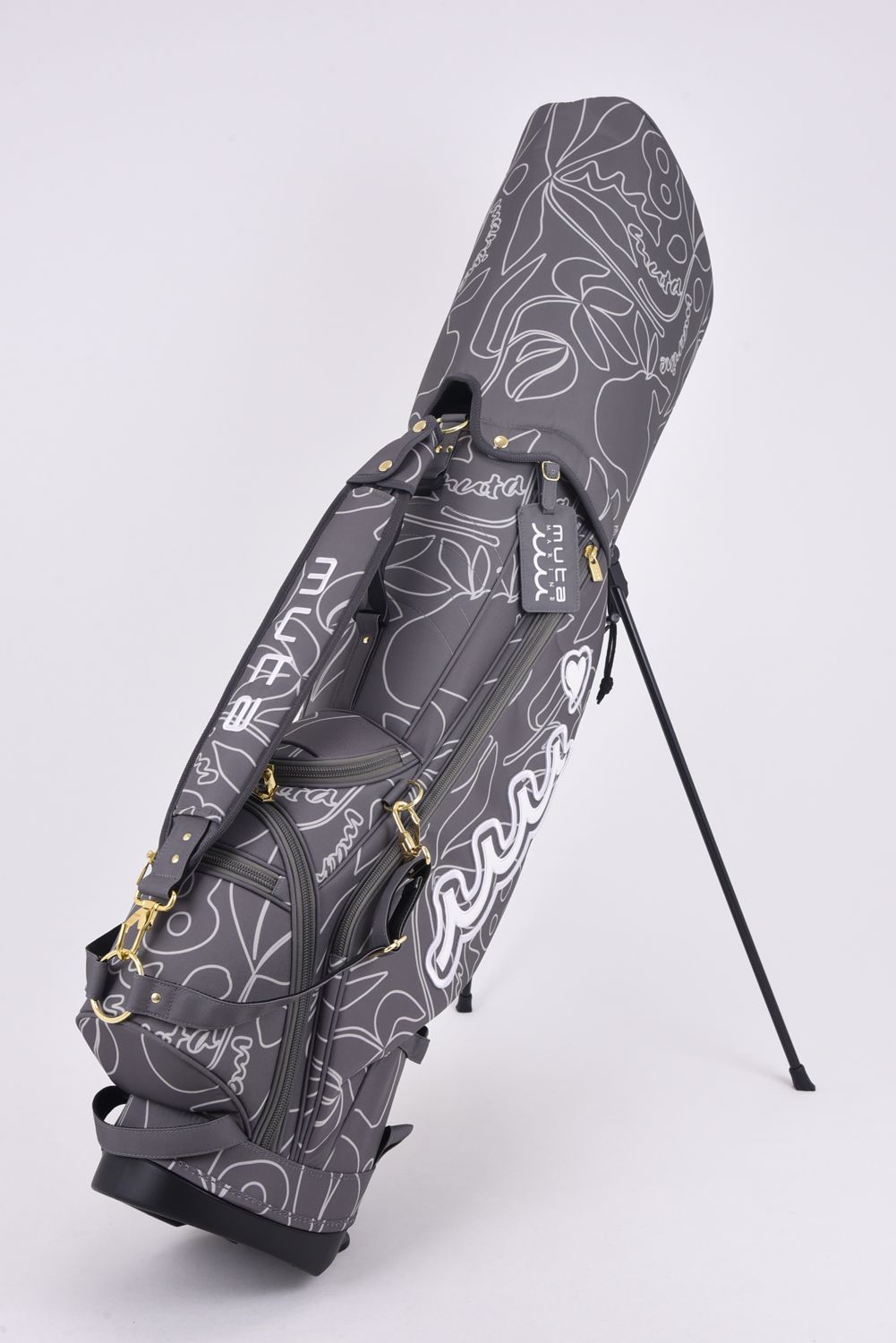 【銀行振込・代金引換不可】【返品・交換不可】 CADDY BAG & COVER / ボタニカル柄 キャディバッグ&ヘッドカバーセット (グレー)