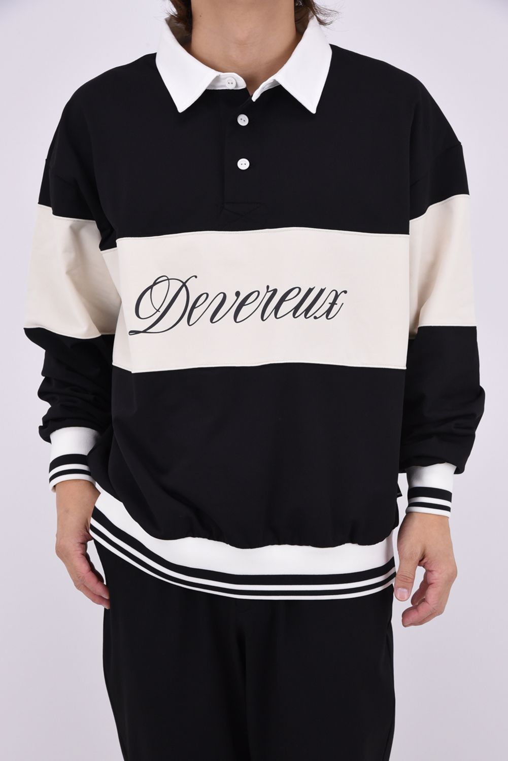 【26AW】 DVG L/S LINE POLO / ロングスリーブ ポロシャツ (ブラック)