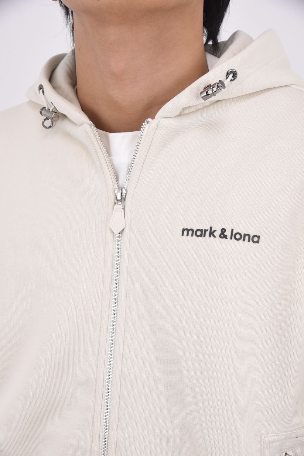 【2025AW】 HOODIE / 裏フリース スウェット素材 ジップアップフーディー (オフホワイト)