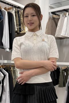 【26SS】【レディース】 QUADRO ICON 2-WAY COLLAR KNIT POLO / ダブルカラー ニットポロシャツ (ホワイト)