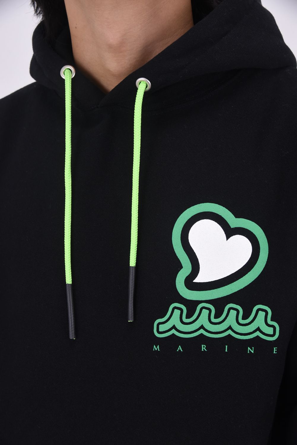 【25AW】 ACANTHUS * MUTA MARINE SWEET LOGO HOODED SWEATSHIRTS / ヘビーウェイト 裏起毛 ハートロゴ プルオーバーパーカー (ブラック)