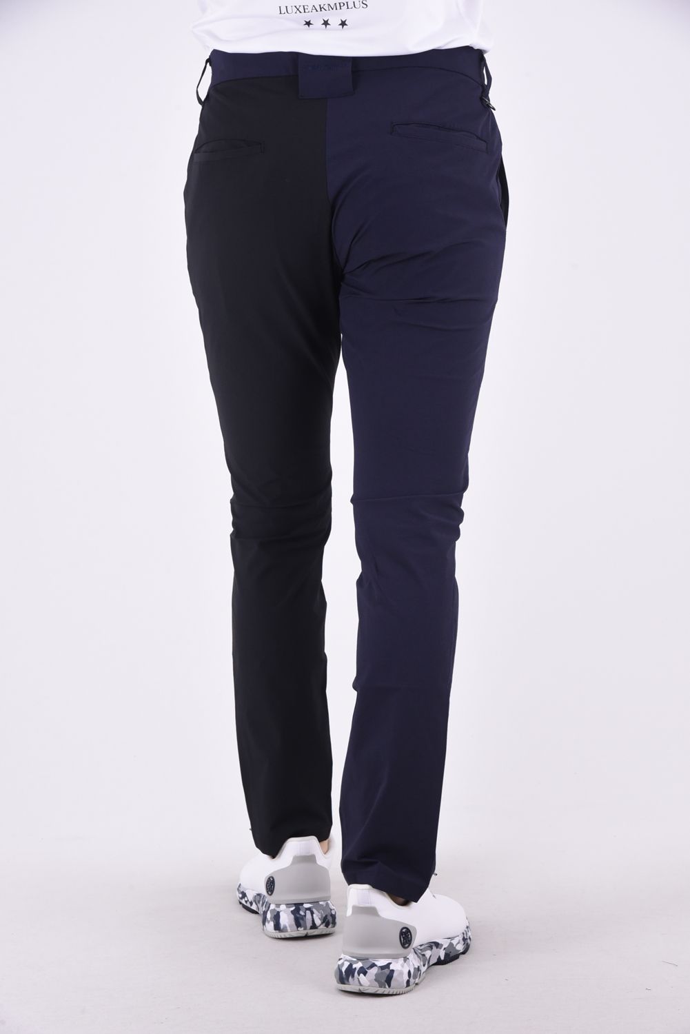 【春夏仕様】BICOLOR LONG PANTS / バイカラー ナイロンストレッチ スリムフィット ロングパンツ (ブラック)