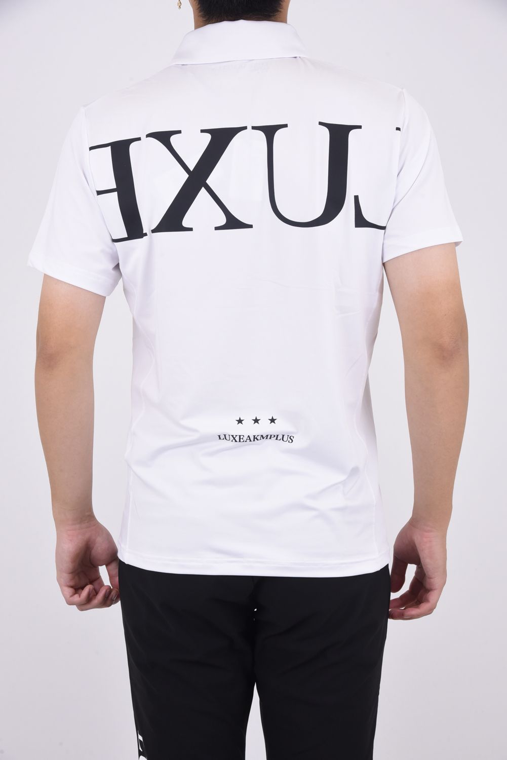 BACK BIG LOGO HIGH NECK POLO-SHIRTS / ビックロゴ ポロシャツ ホワイト