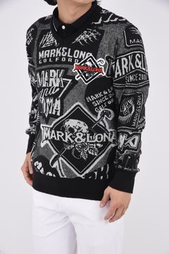 【2024AW 木村拓哉さん着用 VOL.2】 AXL VEE NECK KNIT / グラフィックプリント  Vネックニット (ブラック)