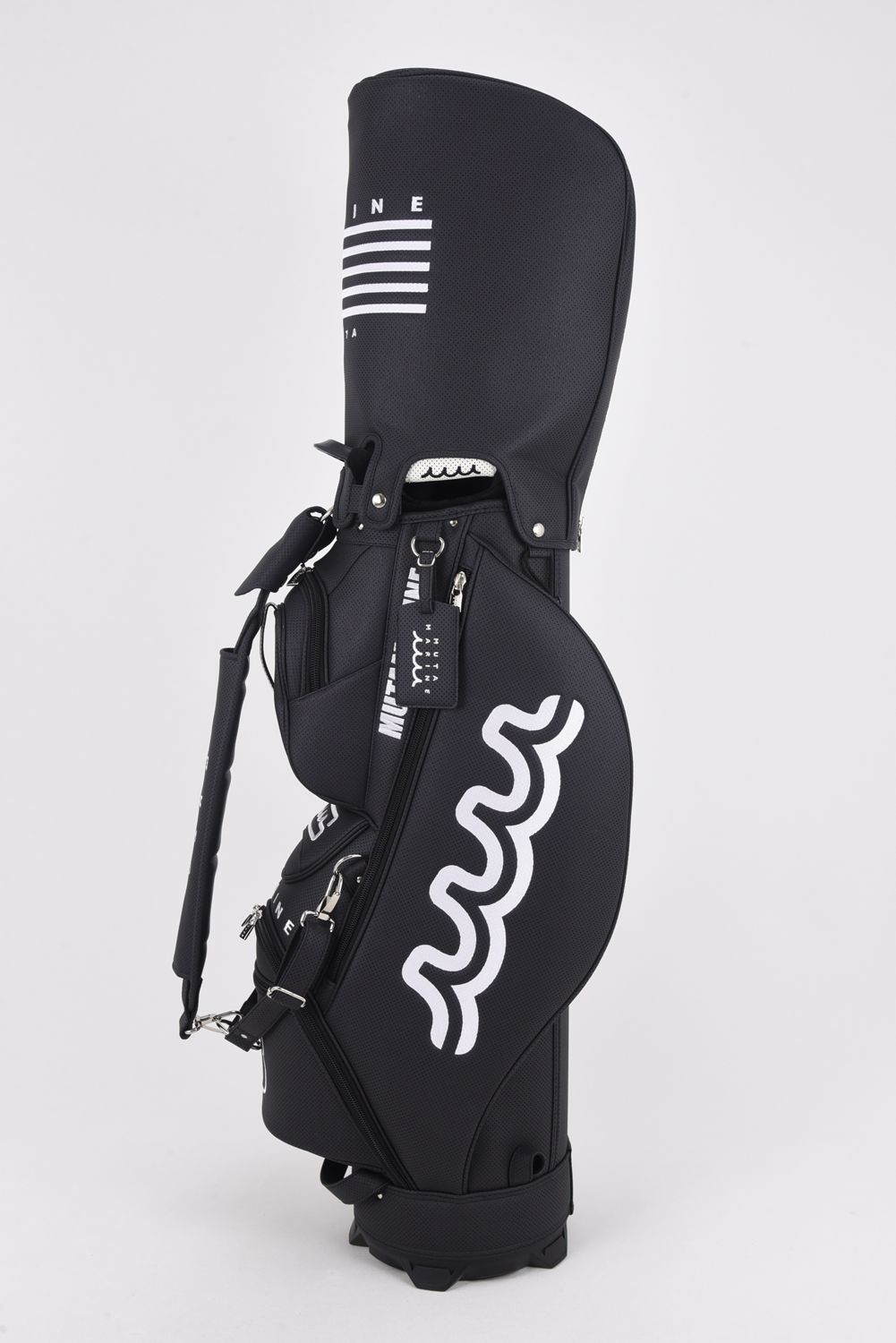 【26SS】【銀行振込・代金引換不可】【返品・交換不可】 CADDY BAG & HEAD COVER / パンチングエシカルレザー カートタイプ キャディバッグ&ヘッドカバーセット (ブラック)