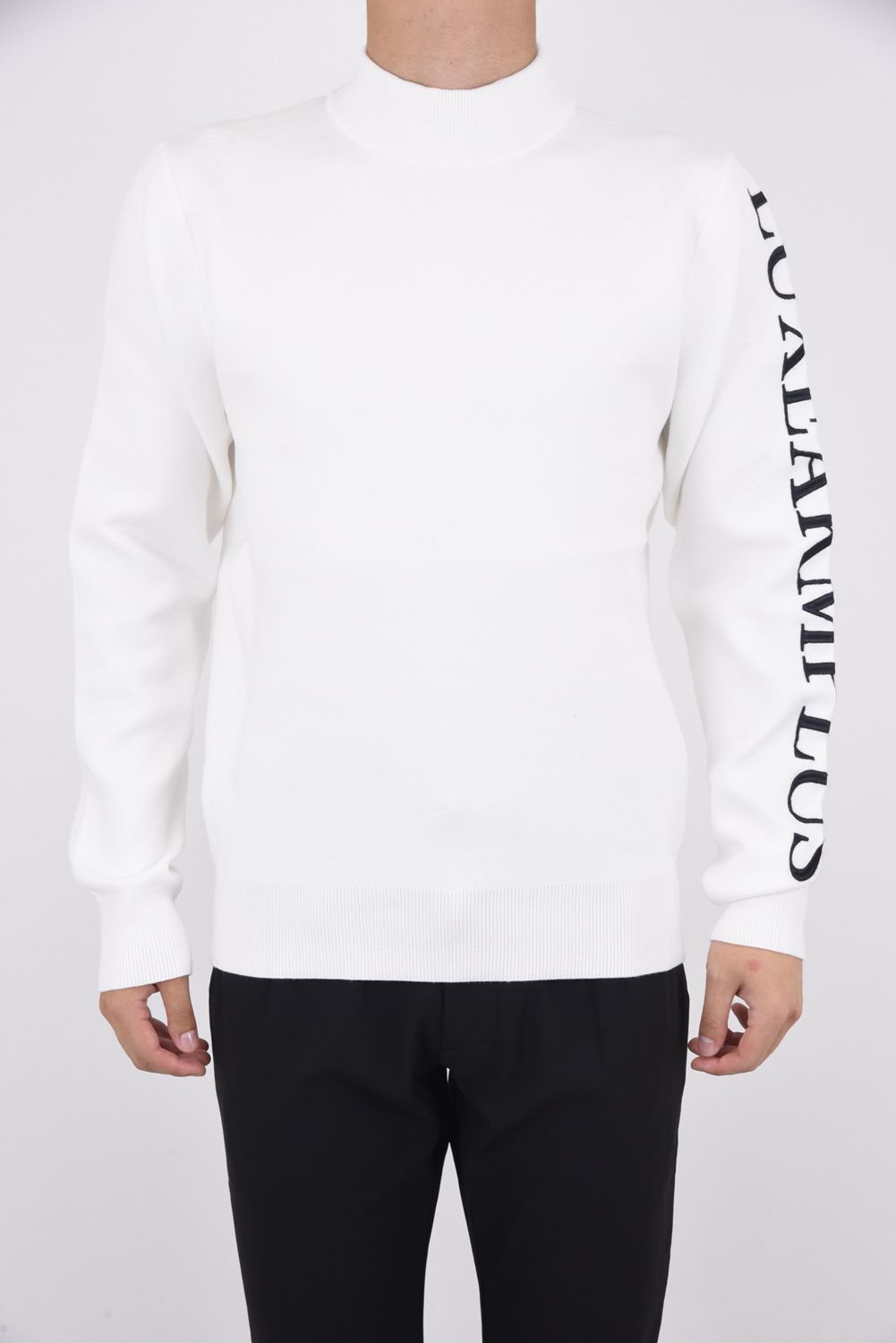 BACK BIG LOGO HIGH NECK KNIT / バックロゴ ハイネック ニット ホワイト
