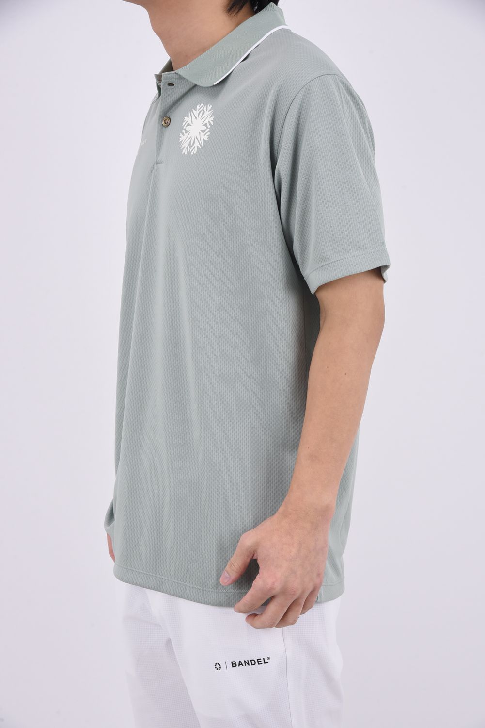 【26SS】 Hunakai Mesh Polo S/S（NeverUp） / メッシュ素材 バックプリント ポロシャツ (セージ)