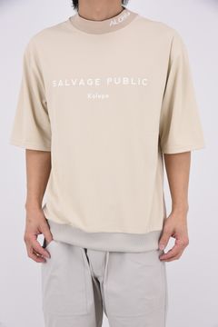 【26SS】 JQ Ribbed Mockneck S/S(EXELLENCE) / ブランドロゴ 裾リブ ハーフスリーブ モックネックTシャツ (ベージュ)