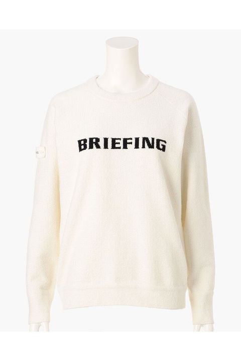 【26AW】【レディース】 WOMEN’S AIRY YARN KNIT CREWNECK / エアリーファブリック ブランドロゴ クルーネックニット (ホワイト)