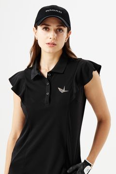 【MID SUMMER COLLECTION】 【レディース】 FRILL POLO / アイコンロゴ フリル ポロシャツ (ブラック)