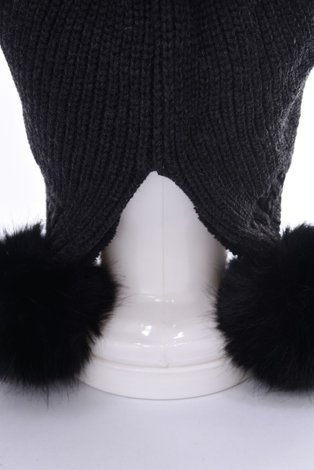 TRIPLE POMPOM KNIT CAP / ブランドロゴ ポンポン ニットキャップ (チャコール)