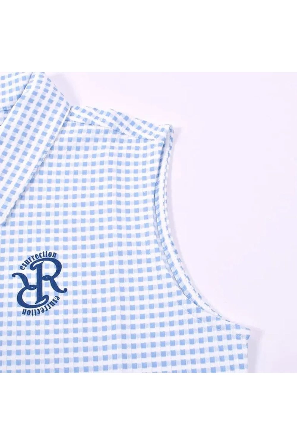 【26SS】【レディース】 GINGHAM CHECK SLEEVELESS POLO / ギンガムチェック ノースリーブ ポロシャツ (サックス)*