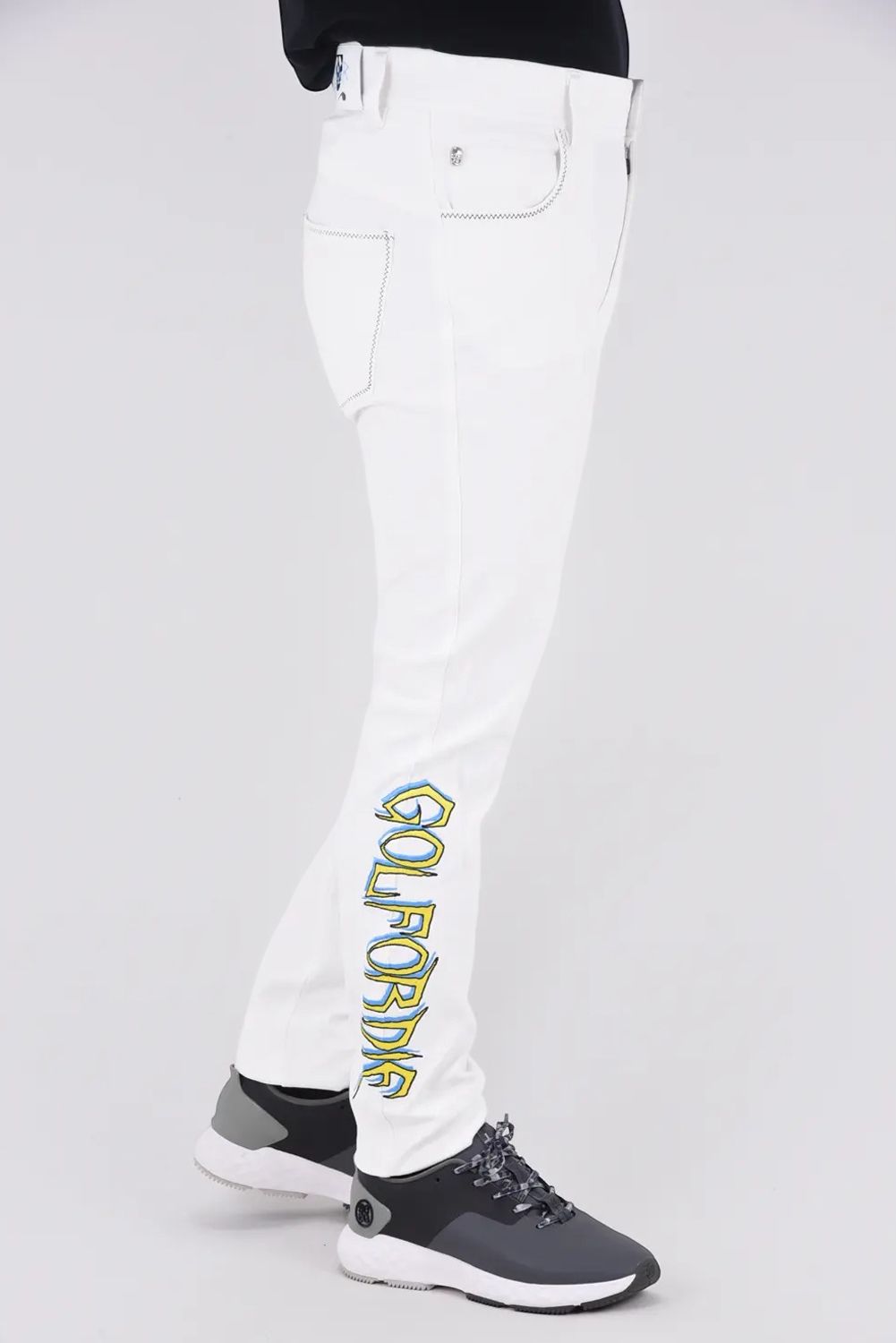 SLASH 4WAY STRETCH PANTS / ロゴ刺繍 5PKロングパンツ (ホワイト)