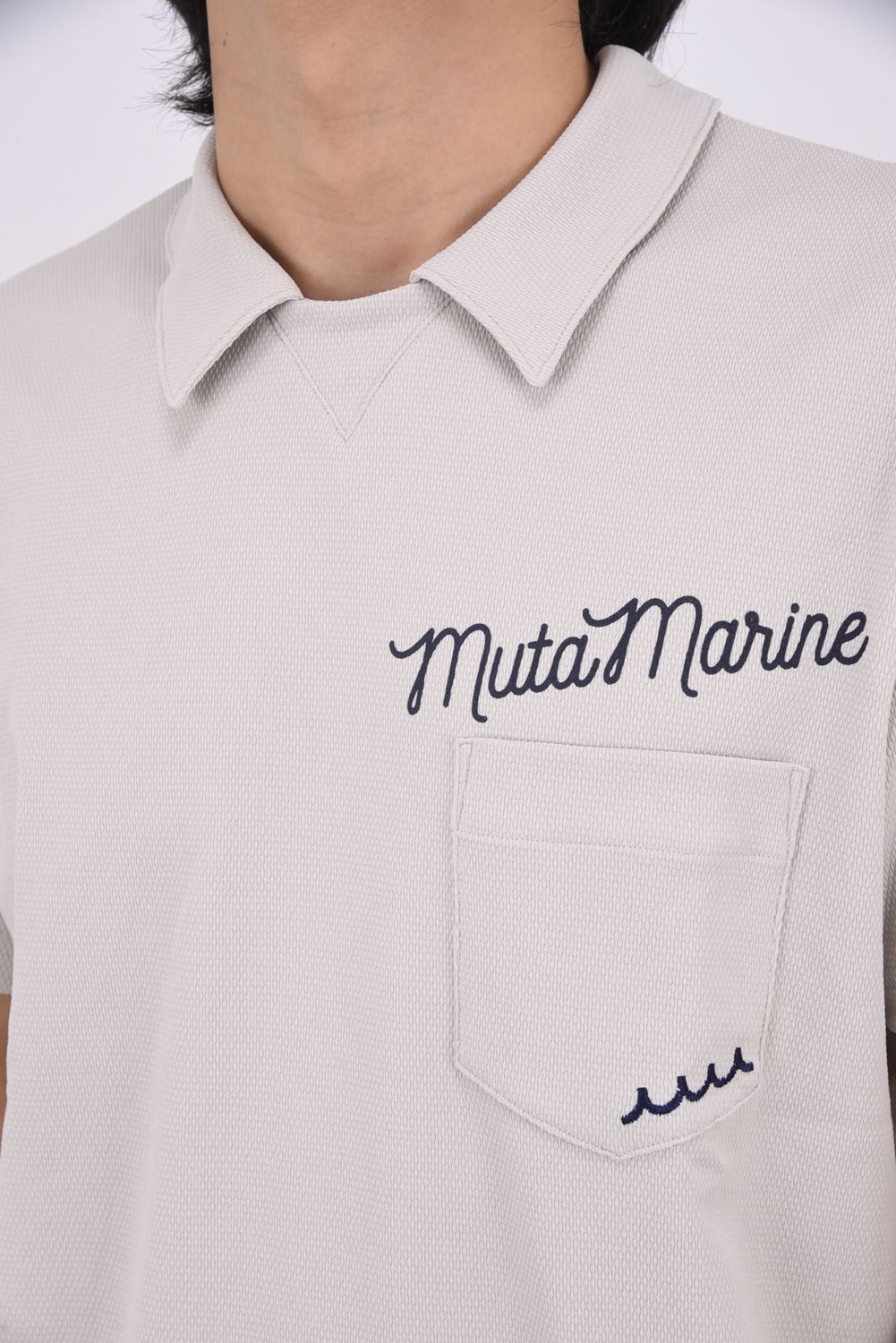 【26SS】 POPCORN KNIT HEM RIB PULL POLO / ポップコーンニット ヘムリブ ポロシャツ (グレー)