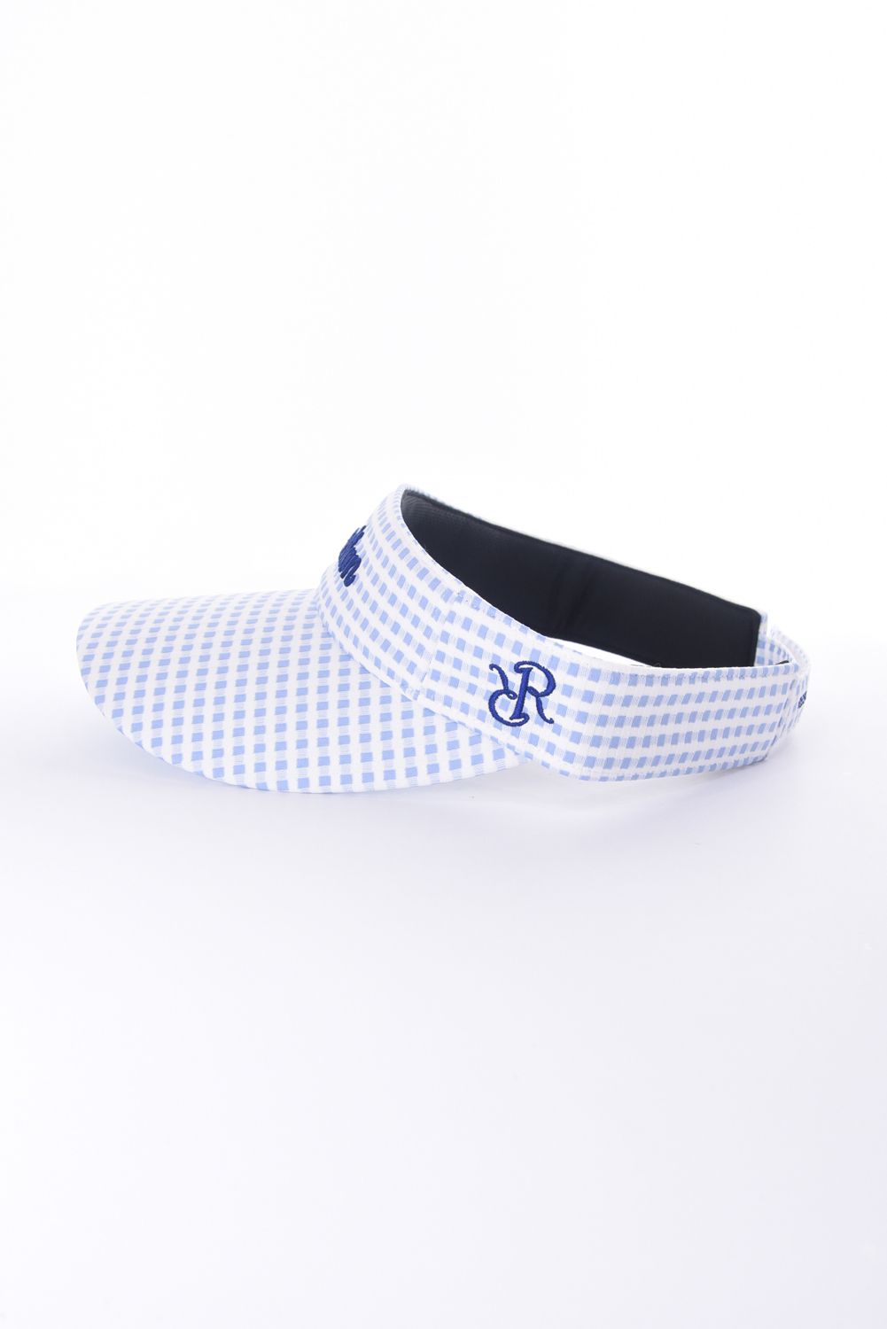 【26SS】【レディース】 WIDE BRIM SUN VISOR / ワイドブリム ギンガムチェック サンバイザー (シュシュ付き) (サックス)