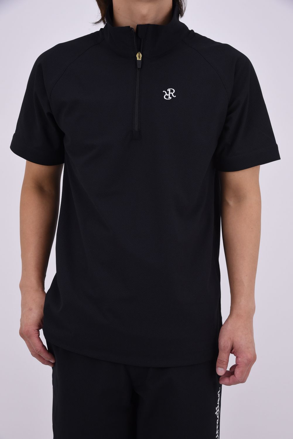 【26AW】 MENS DETACHABLE HALF ZIP SHIRT / ワッフル生地 スリーブデタッチャブル 2WAYハーフジップシャツ (ブラック)*