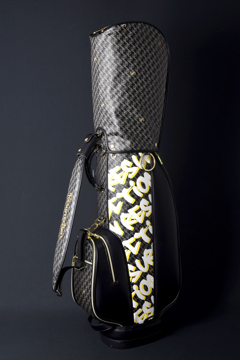 【銀行振込・代金引換不可】【返品・交換不可】 GOSSIP GOLF限定 ORIGINAL GRAFFITI DESIGN RALLINA  No.3 (ラリーナ) / カートタイプ キャディバッグ (ダークブラック/グラフィティデザイン)