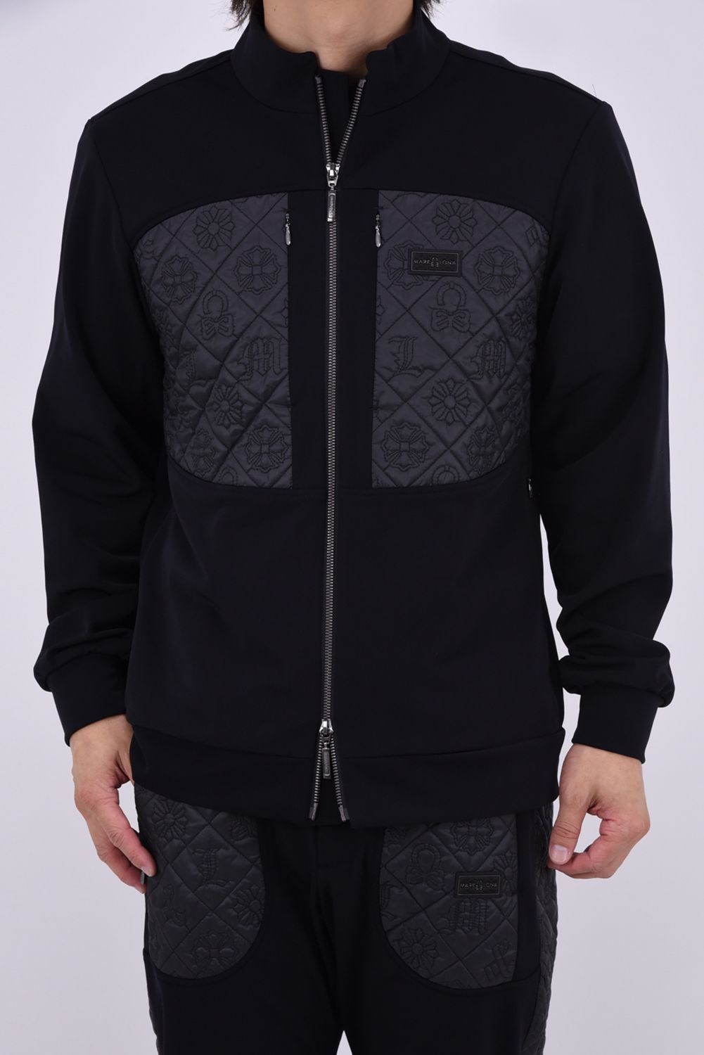 【26AW】 OBLIVION STRETCH HYBRID JACKET / モノグラムキルティング ボンディング素材 ハイブリッドジャケット (ブラック)