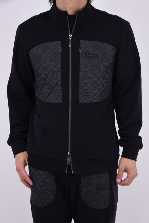 【26AW】 OBLIVION STRETCH HYBRID JACKET / モノグラムキルティング ボンディング素材 ハイブリッドジャケット (ブラック)