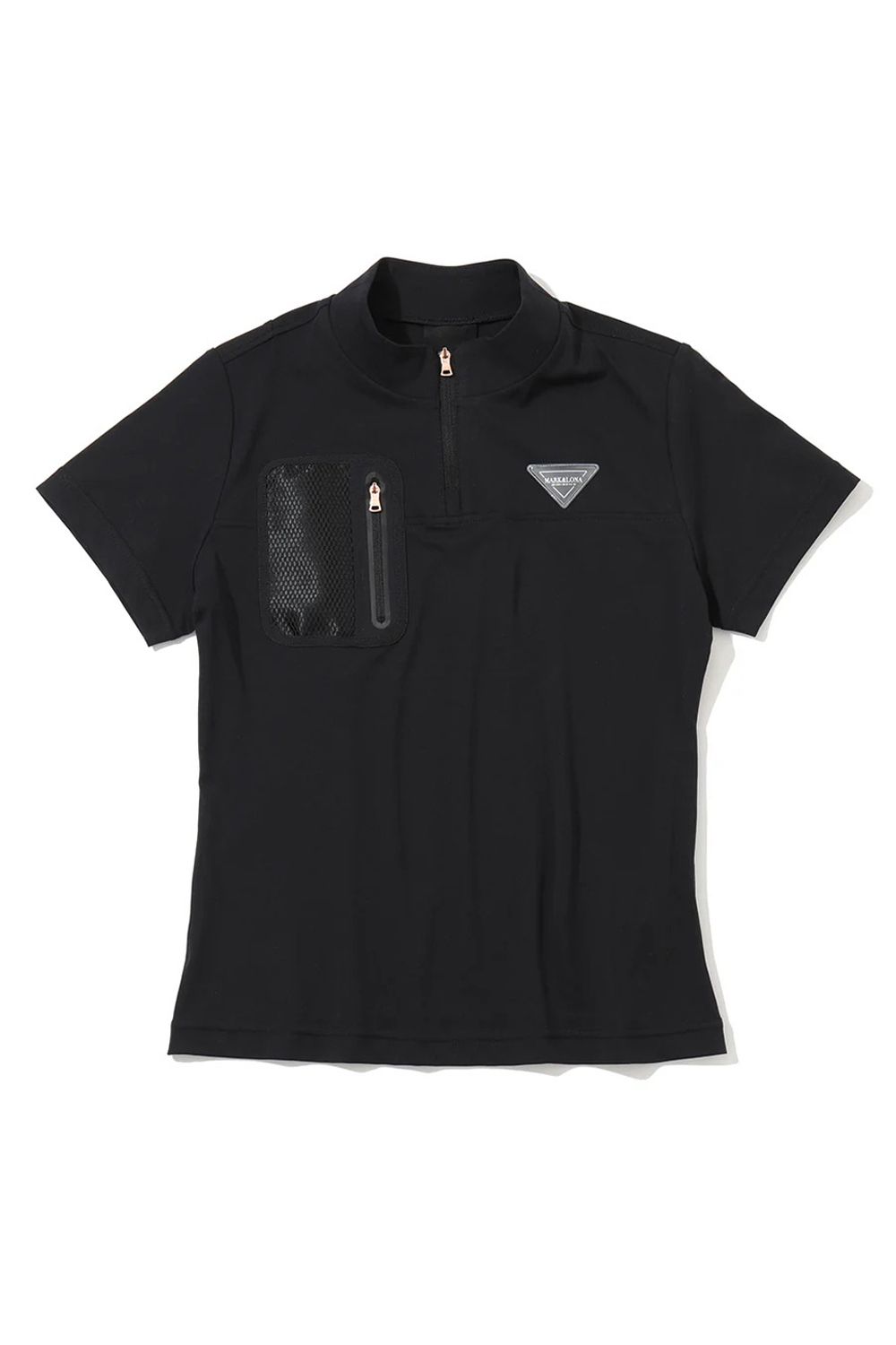 【26SS】【CODE COLLECTION】【レディース】 DCMT / メッシュポケット ハーフジップ モックネックTシャツ (ブラック)