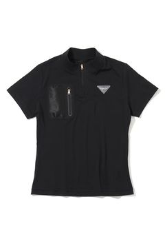 【26SS】【CODE COLLECTION】【レディース】 DCMT / メッシュポケット ハーフジップ モックネックTシャツ (ブラック)