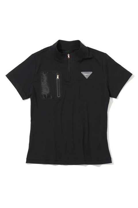 【26SS】【CODE COLLECTION】【レディース】 DCMT / メッシュポケット ハーフジップ モックネックTシャツ (ブラック)