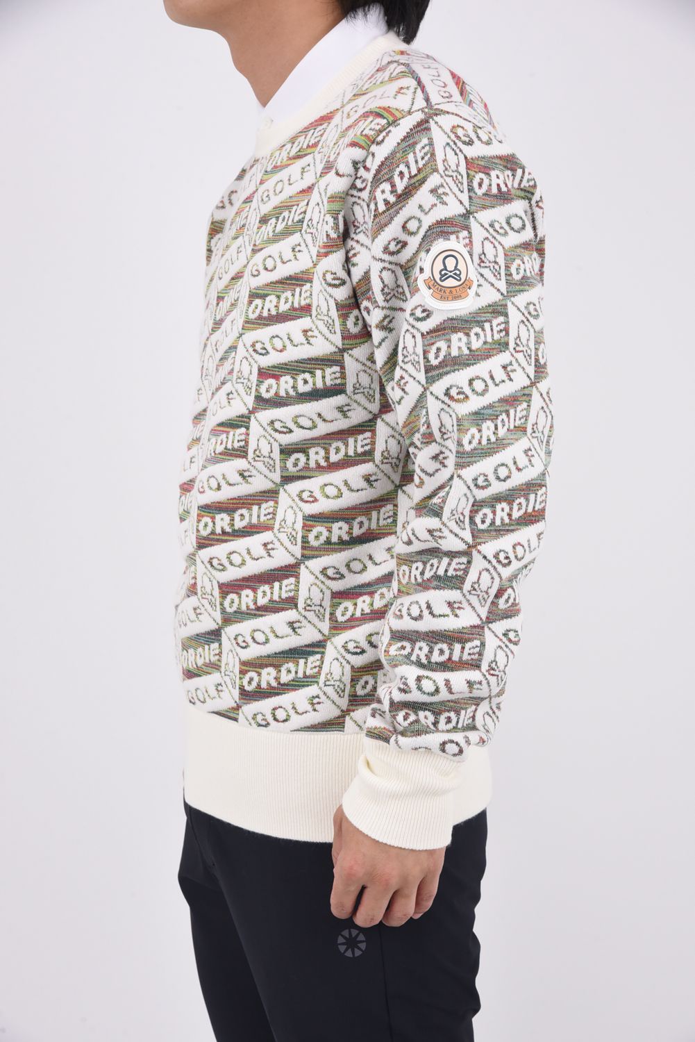 【2025AW 木村拓哉さん着用 VOL.5】 DÉPÊCHE GEOMETRY JACQUARD KNIT / ジオメトリックパターン プルオーバーニット (オフホワイト)