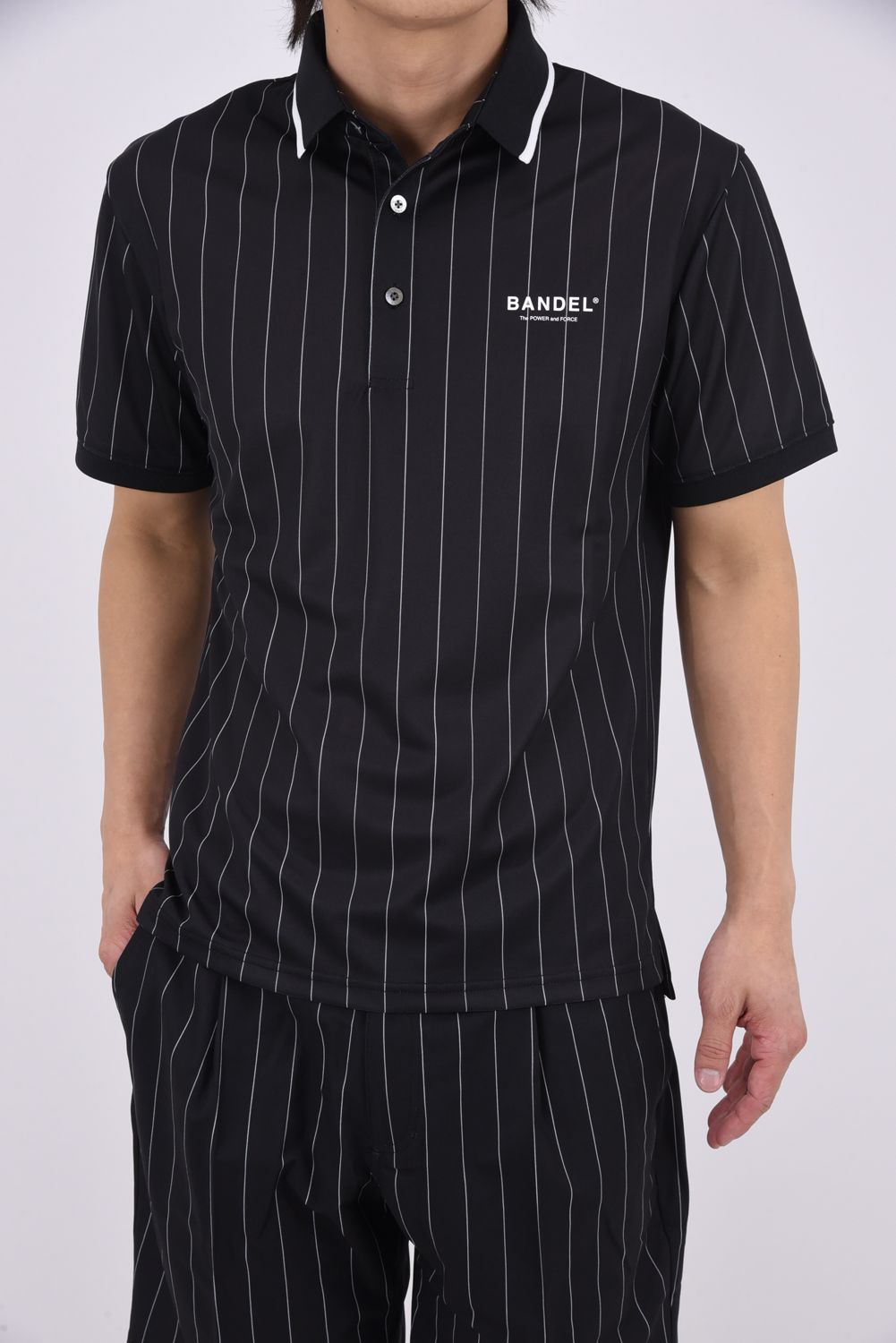 【26SS】 PINSTRIPE POLO SHIRT / ピンストライプ ポロシャツ (ブラック)