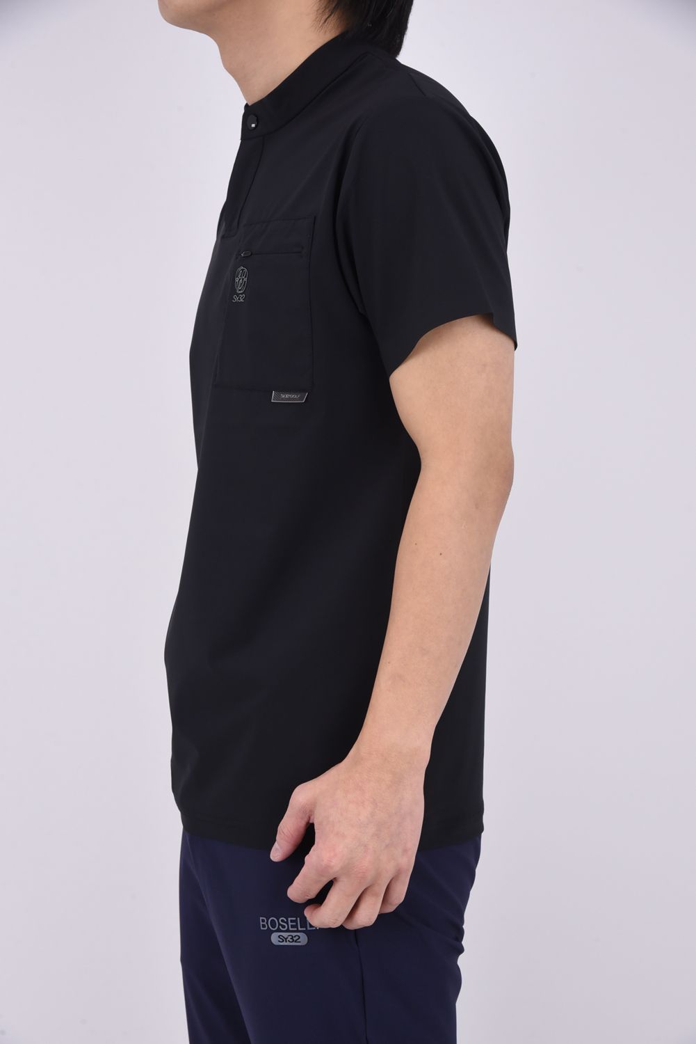 【26SS】 BOSELLI STAND COLLAR SHIRTS / スタンドカラー ポロシャツ (ブラック)