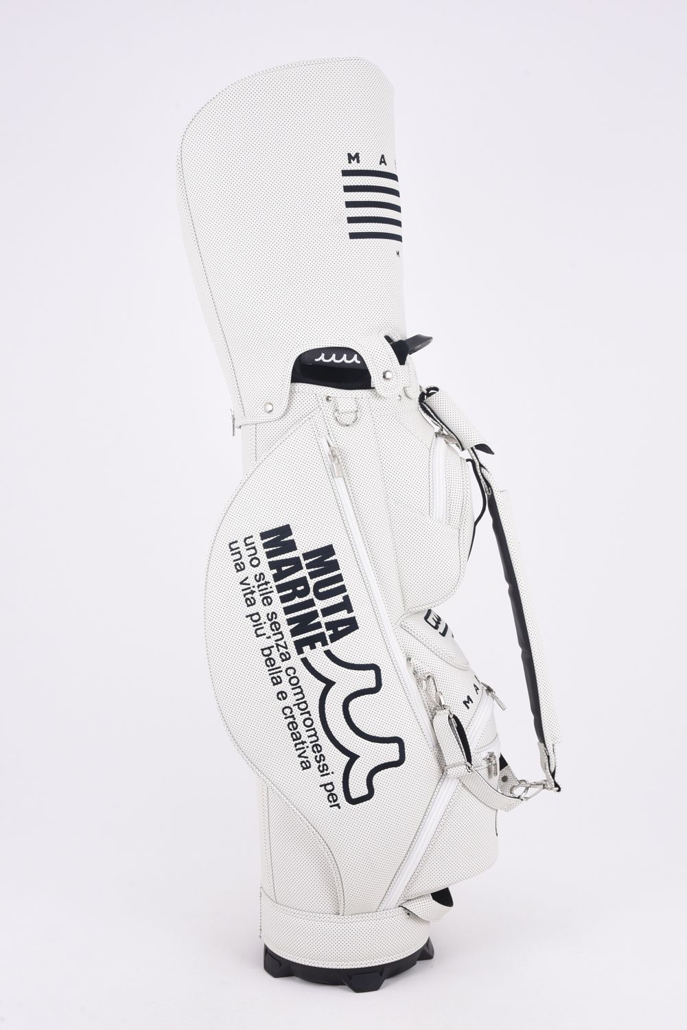 【26SS】【銀行振込・代金引換不可】【返品・交換不可】 CADDY BAG & HEAD COVER / パンチングエシカルレザー カートタイプ キャディバッグ&ヘッドカバーセット (ホワイト)