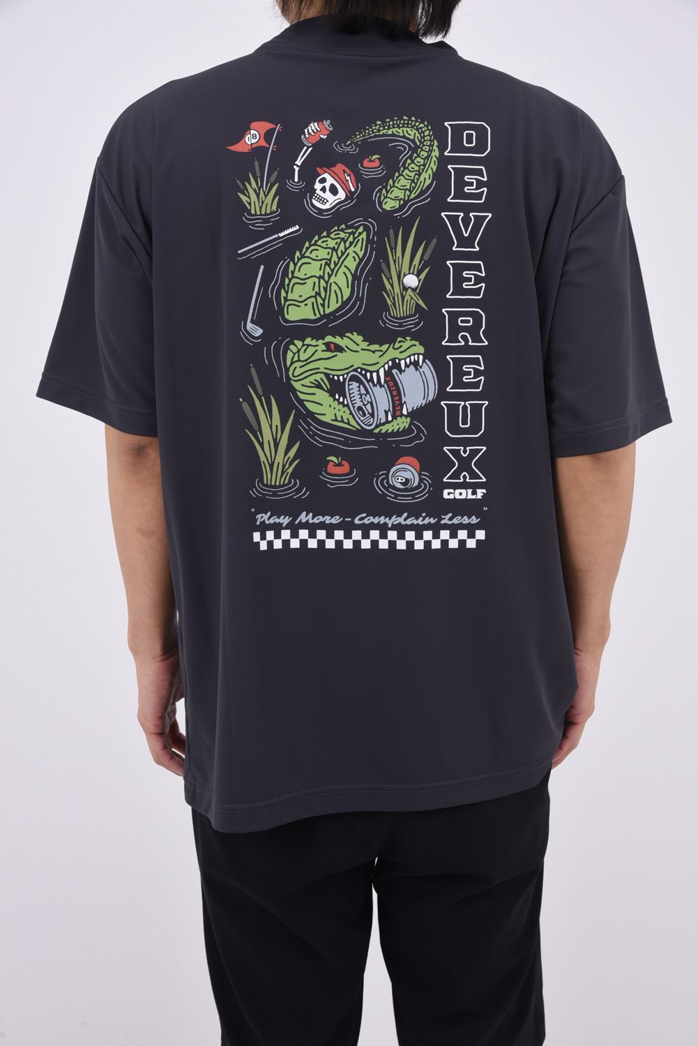 【26SS】 DVG CROCO MOCK T / マイクロカノコ素材 バックプリント モックネックTシャツ (グラファイト)