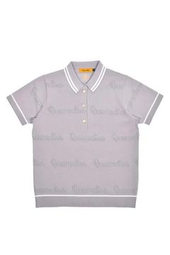 【26SS】【レディース】 MESH LOGO KNIT POLO / メッシュ編み ライン ニットポロシャツ (グレー)*