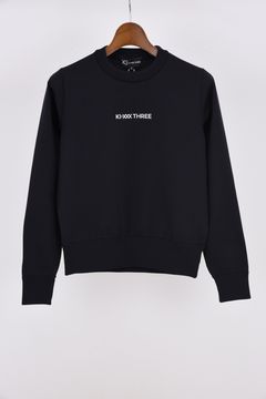 【26AW】【レディース】 COMFORT HOLLOW FIBER KNIT / ブランドロゴ クルーネック スポーツニット (ブラック)