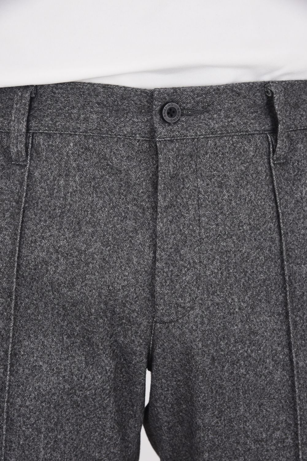 【25AW】 MEN'S WOOLY CREASED PANTS / ウール風 センタークリース ロングパンツ (グレー)
