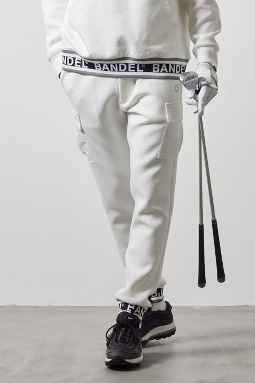 NYLON POCKET CARGO PANTS / ダンボール素材 リブ カーゴパンツ (ホワイト)