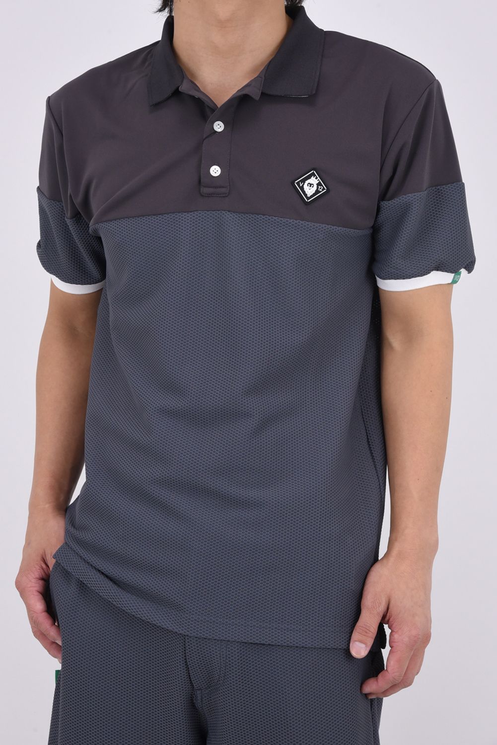 【ポイント10倍】【26SS】 AIRY AWA POLO / ワッフル生地 異素材切り替え ポロシャツ (グレー)