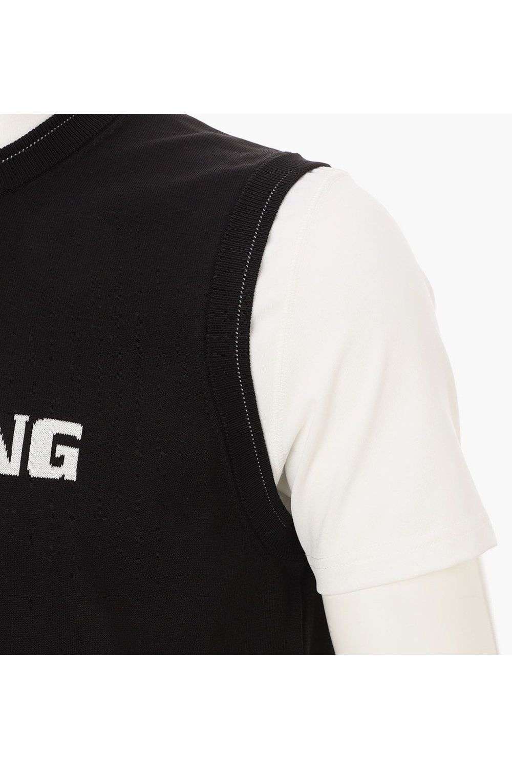 【26SS】 MEN'S WR CREWNECK KNIT VEST / 超撥水糸 ブランドロゴジャカード ニットベスト (ブラック)