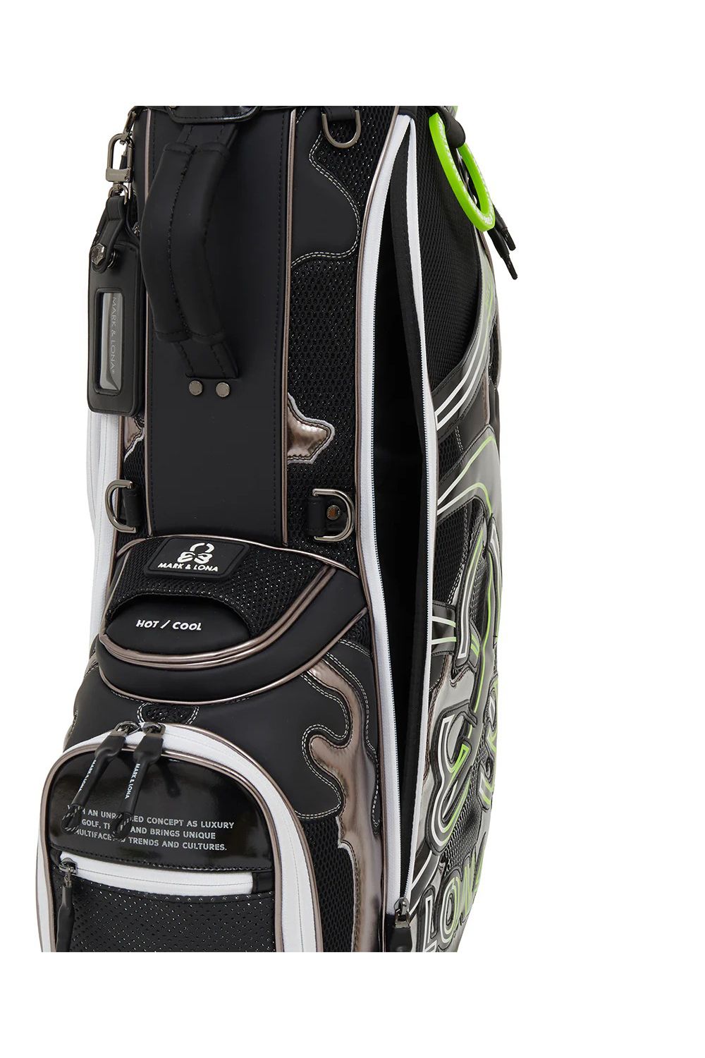 【26SS】【銀行振込・代金引換不可】【返品・交換不可】 NITRO CAMO PANELED CADDIE BAG / メッシュ生地 マルチカラー パッチワーク カートタイプ キャディバッグ (ブラック)