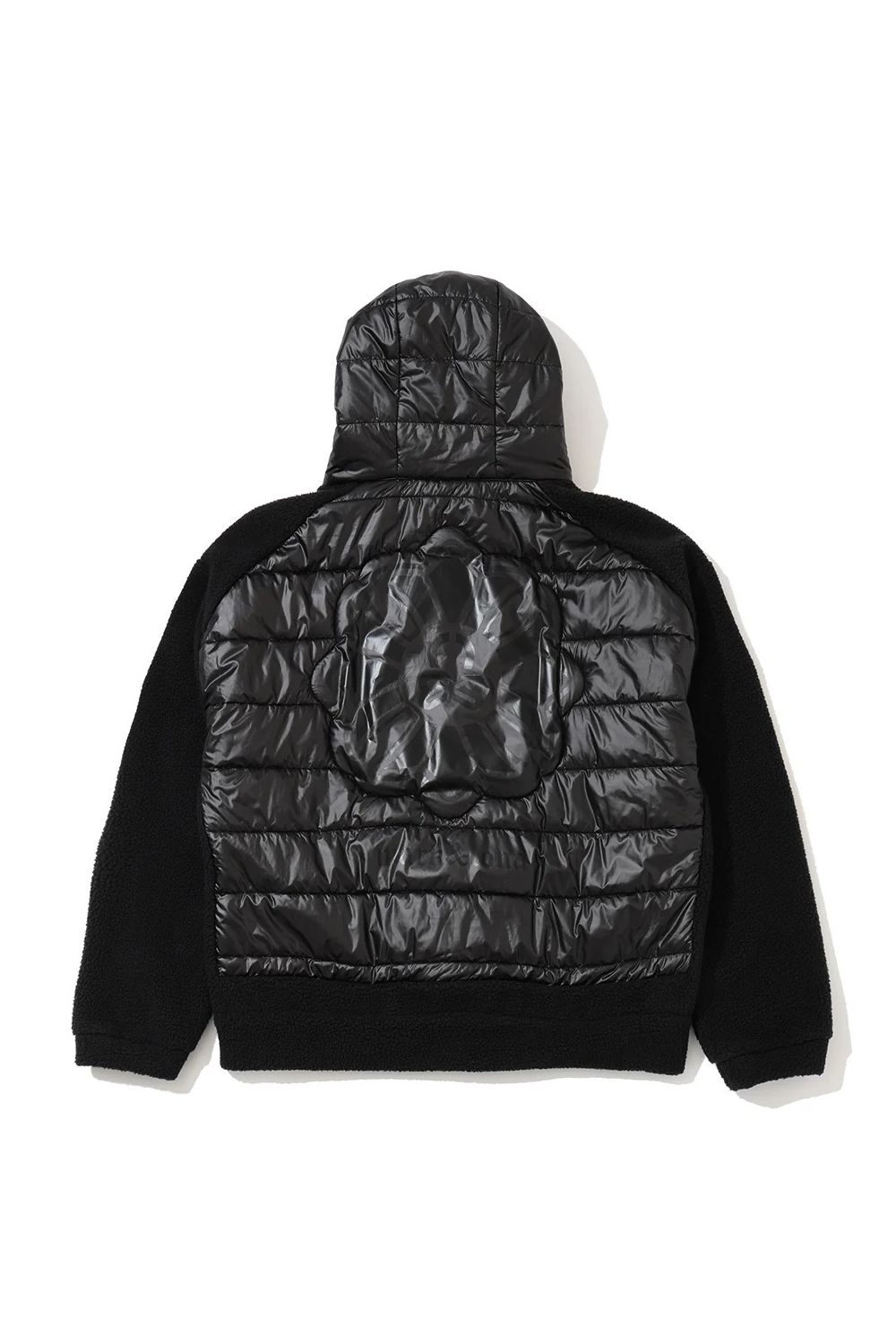 【26AW】 OBLIVION HYBRID PADDING JACKET / クレストスカルバックロゴ ハイブリッド フーデッドジャケット (ブラック)