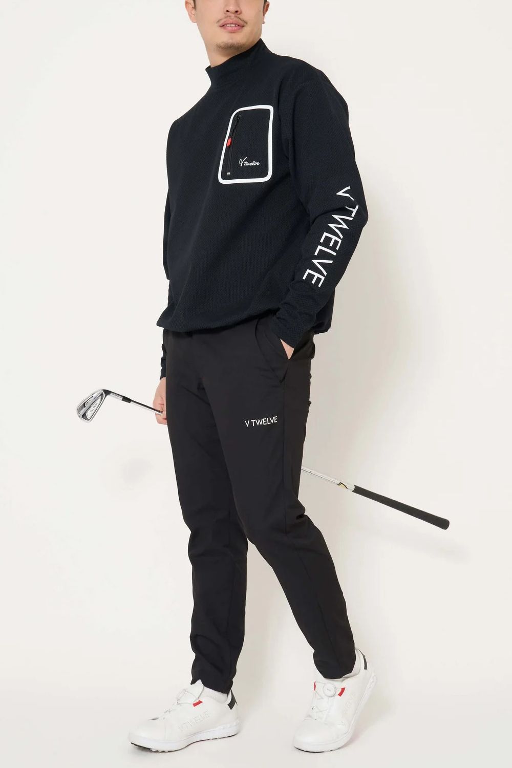 【26AW】 SEAL RF MOCK / 胸ポケット サイドロゴ 長袖モックネックTシャツ (ブラック)