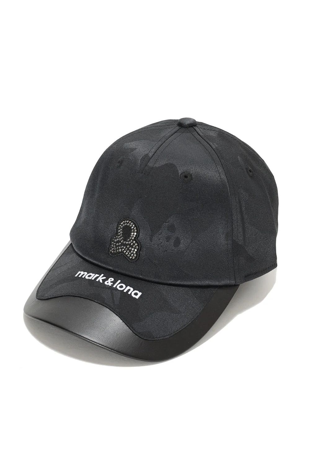 GAUGE CRYSTAL ICON CAP / オリジナルカモジャカード 異素材切り替え ベースボールキャップ (ブラック)