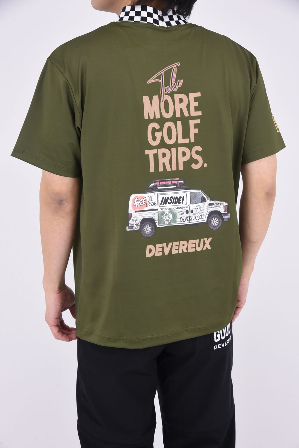 【25SS】 MORE TRIP CHECKER RIB MOCK TEE / モアトリップ プリント モックネック (オリーブ)