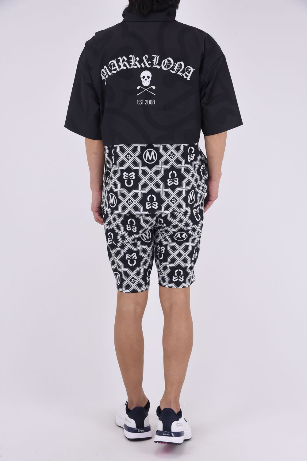 【26SS】 IMPERIAL VENT TECH JACKET / ジオメトリックパターン ショートスリーブ スタンドカラージャケット (ブラック)